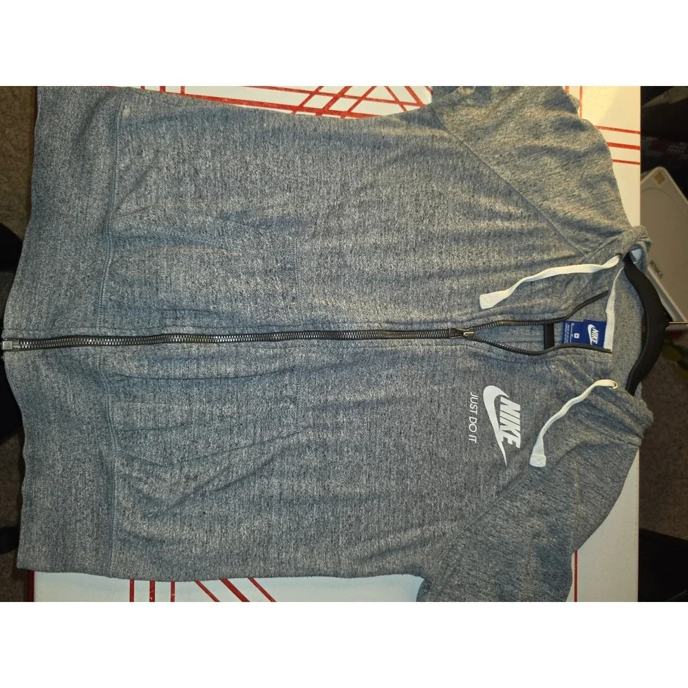 Nike Sportswear Gym Vintage Full Zip Hoodie Heather Gray 883729-091 Mens M
